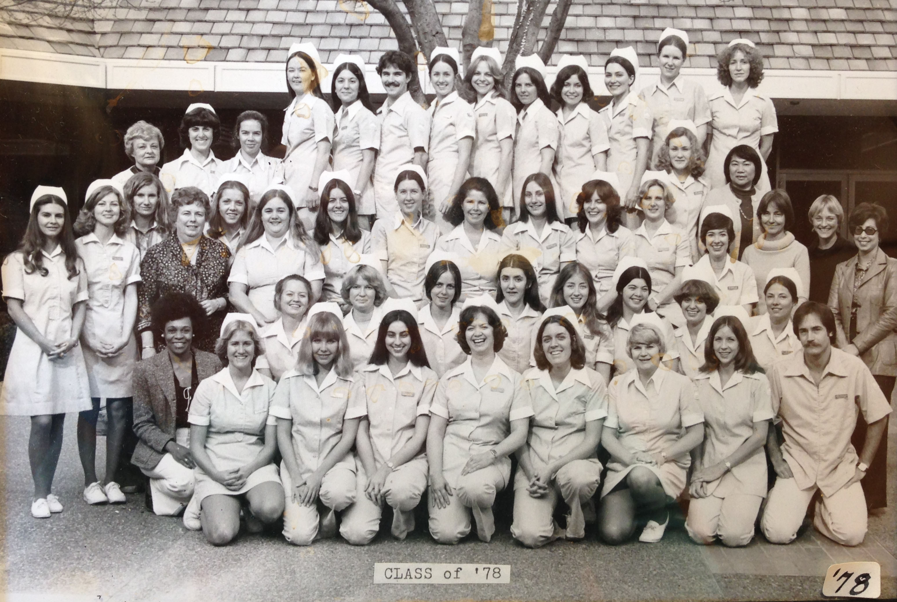 black and white photo of registered nursing class of 1978