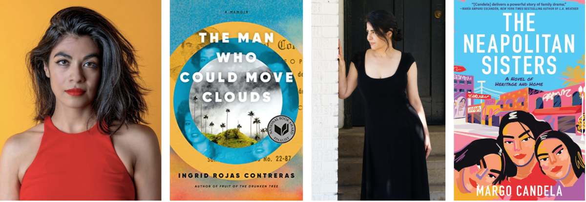 Ingrid Rojas Contrera, Margo Candela, and book covers