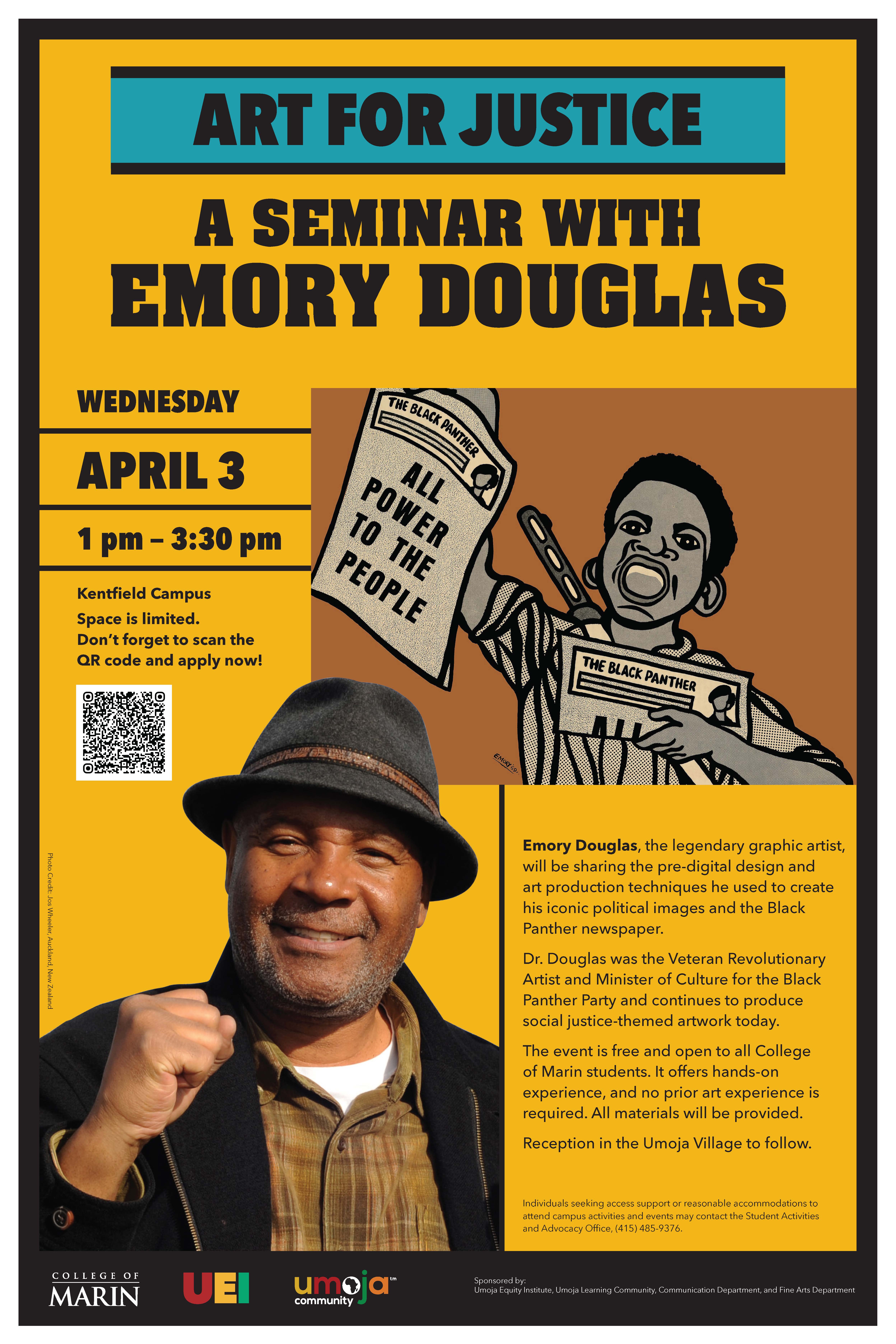 Poster with graphic artist Emory Douglas