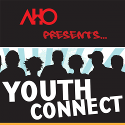 AHO Presents Youth Connect graphic with students silhouetted 