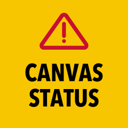 Warning exclamation point on solid background with text reading: Canvas Status