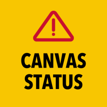 Warning exclamation point on solid background with text reading: Canvas Status